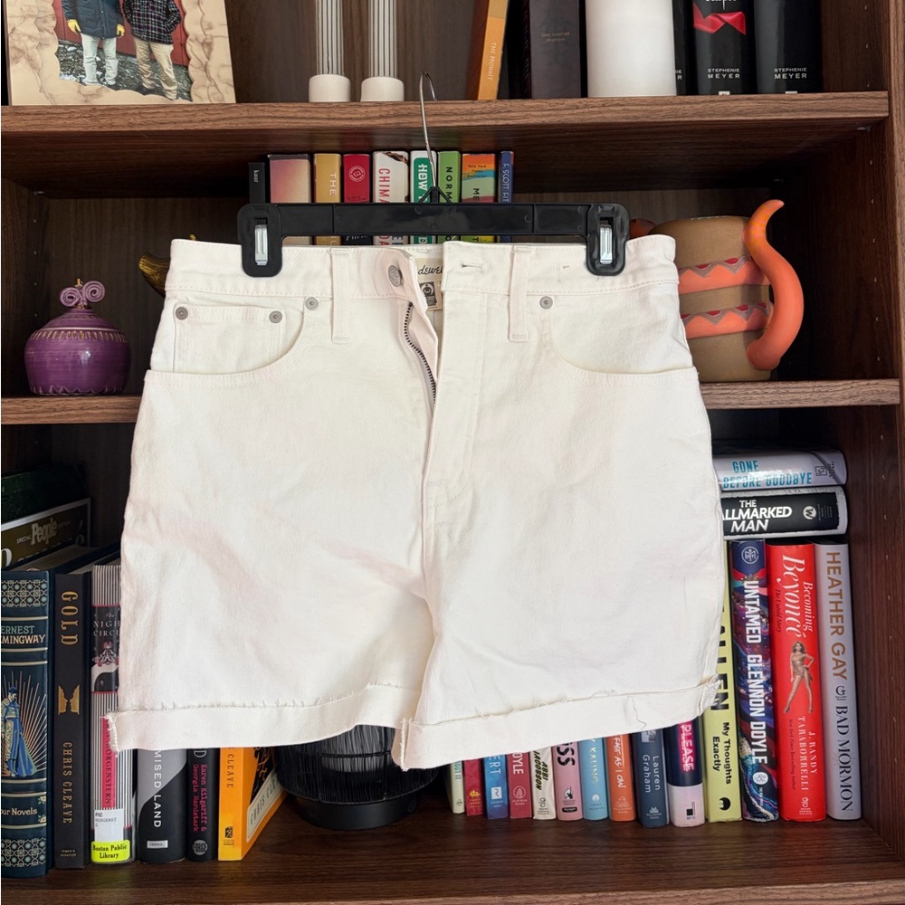 Madewell Curvy High Rise White Denim Shorts
